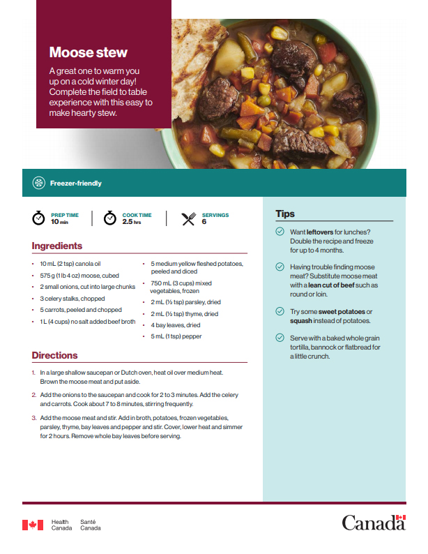 Moose stew - Canada's Food Guide
