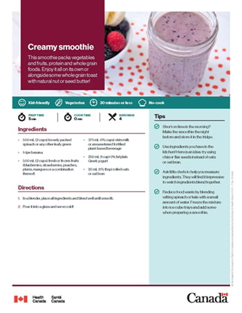 Creamy smoothie - Canada's Food Guide