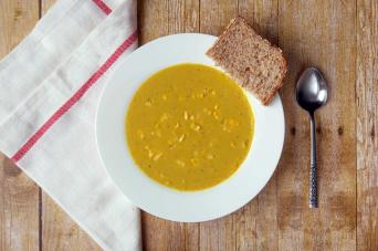 Corn and lentil soup